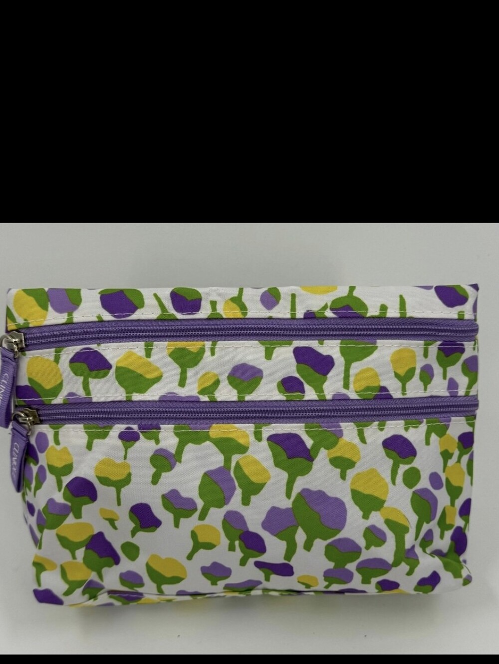Clinique Makeup Bag Women Floral Nylon Cosmetic Travel Case Zip Pouch